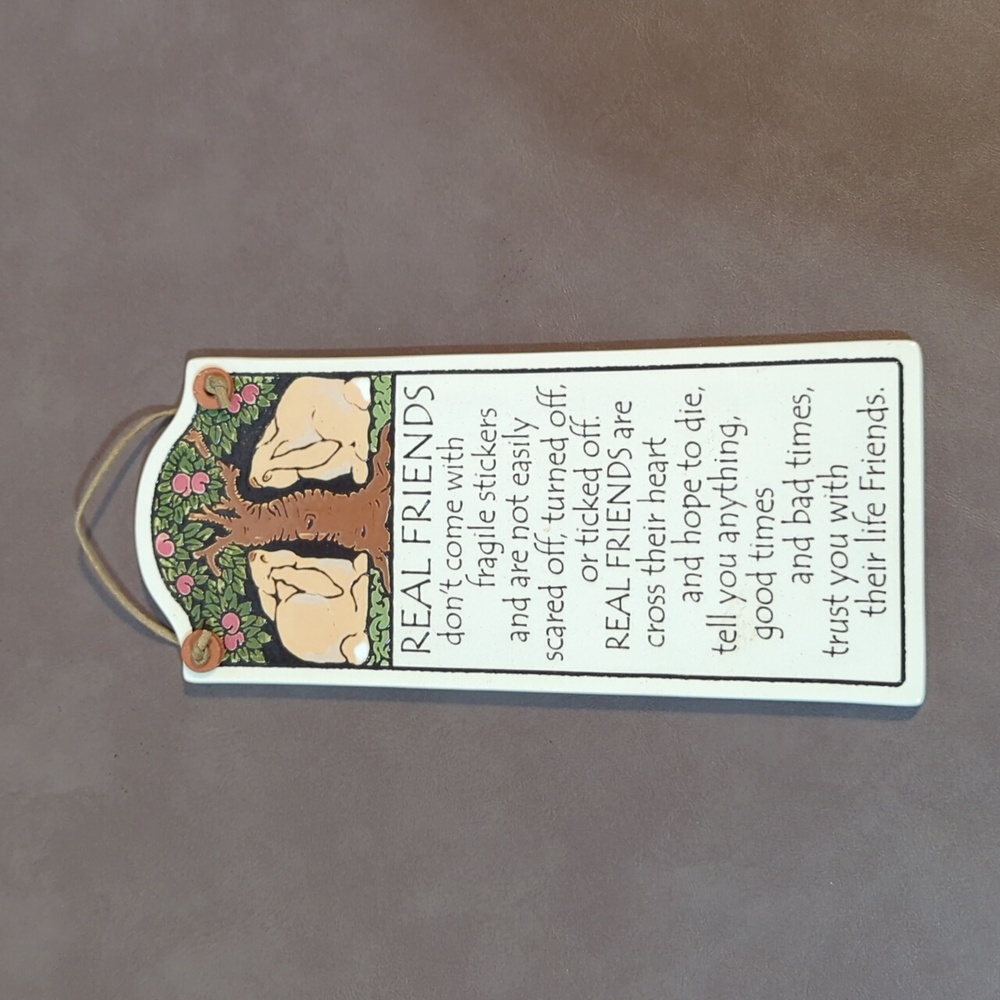Spooner Creek Designs Real Friends Rabbits Saying Ceramic Plaque Walk Hanging